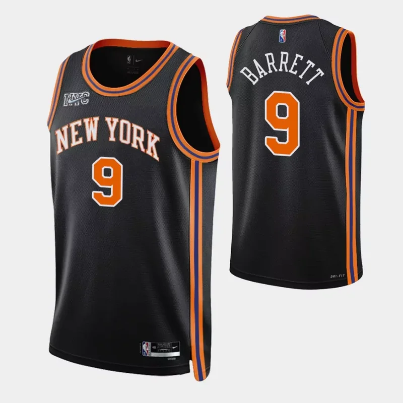 New York New York Knicks #9 RJ Barrett 75th Anniversary City Black Basketball jersey