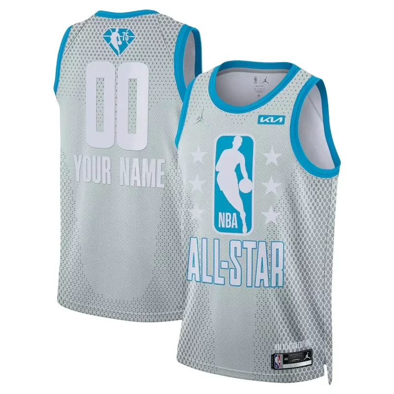 2022 NBA All Star Game Custom name number Gray Basketball jersey