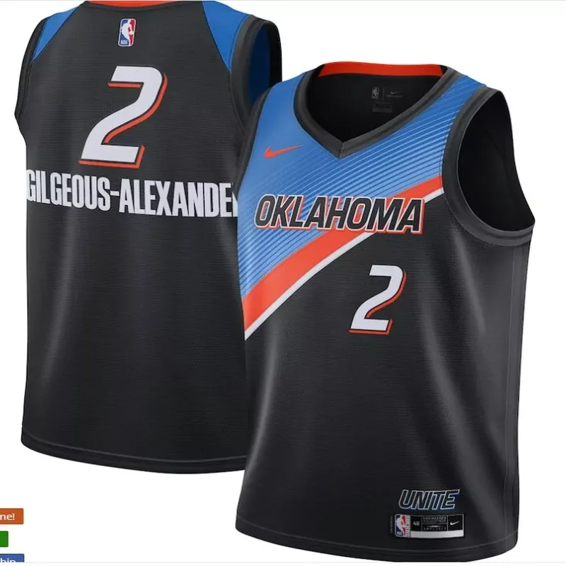 oklahoma city thunder custom 2022 23 city edition black #00 Basketball jersey - Image 4