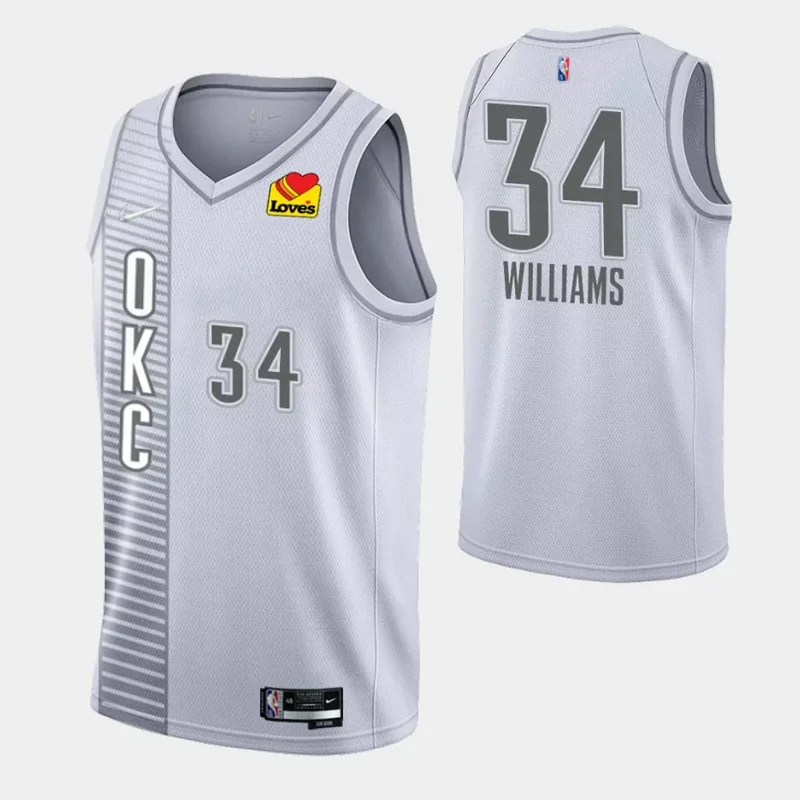 Oklahoma City Thunder #34 Kenrich Williams 2022 City Edition 75th Anniversary Gray Basketball jersey