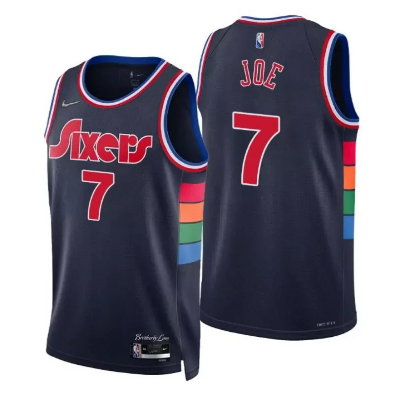 Philadelphia 76ers #31 Seth Curry 21 22 New Season 76ers 75 Anniversary City Edition Deep blue Basketball jersey - Image 2