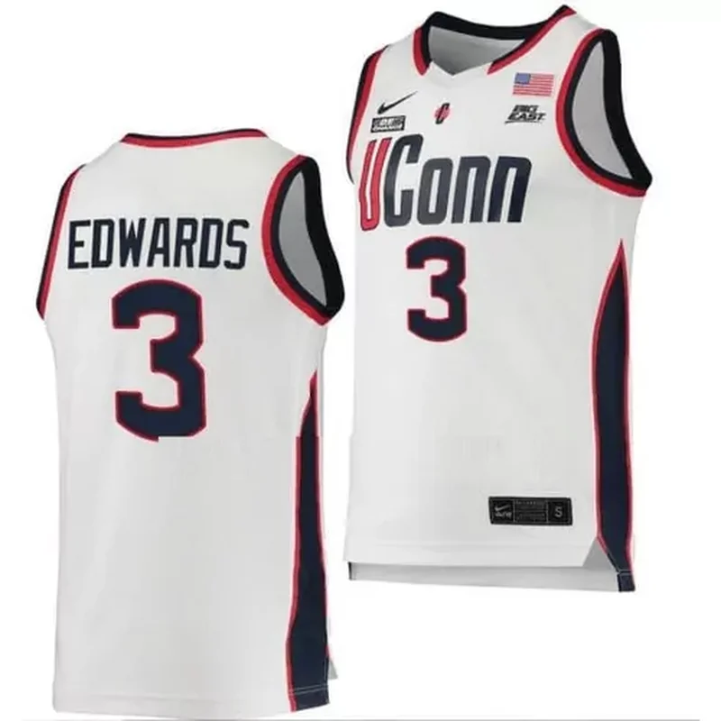 UConn Huskies #3 Aaliyah Edwards College Basketball Men White Basketball jersey