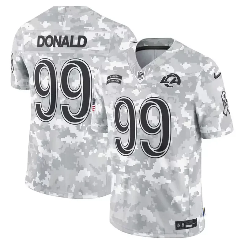 Aaron Donald Los Angeles Rams 2024 Salute to Service Retired Player Jersey Arctic Camo