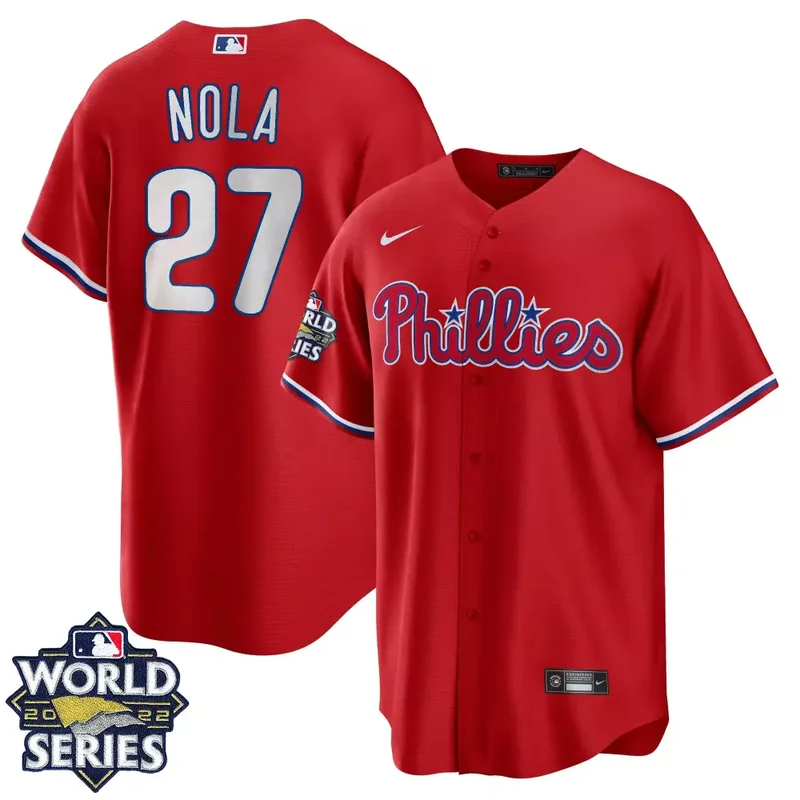Aaron Nola Philadelphia Phillies 2022 World Series Red Alternate Player Jersey All Stitched