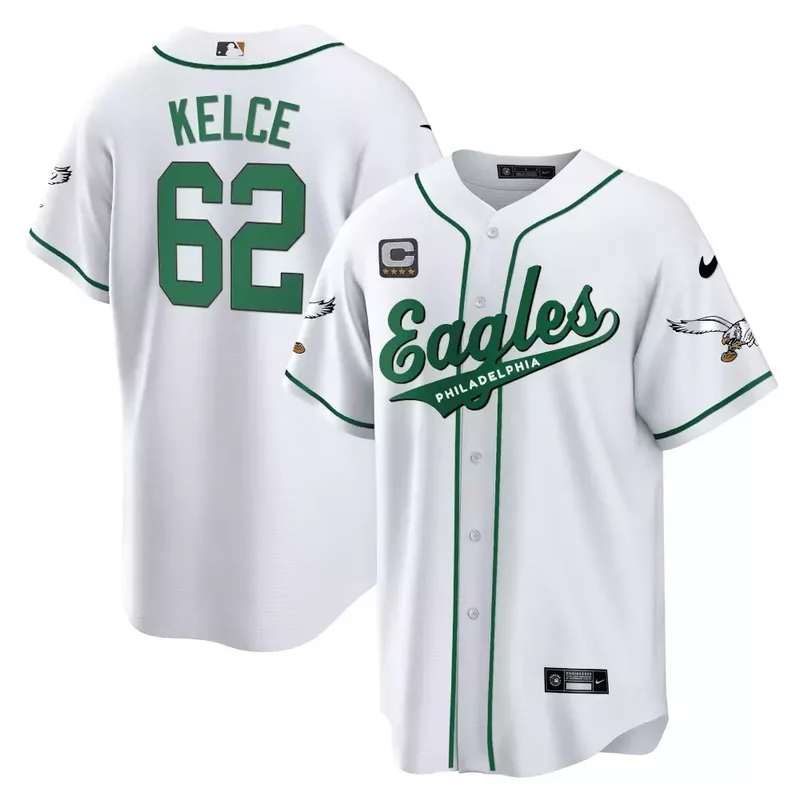 A J Brown Kelly Gold Trim EAGLES KELLY GREEN BASEBALL JERSEY ALL STITCHED - Image 4