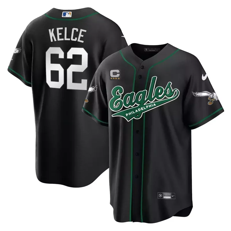 A J Brown Kelly Gold Trim EAGLES KELLY GREEN BASEBALL JERSEY ALL STITCHED - Image 5