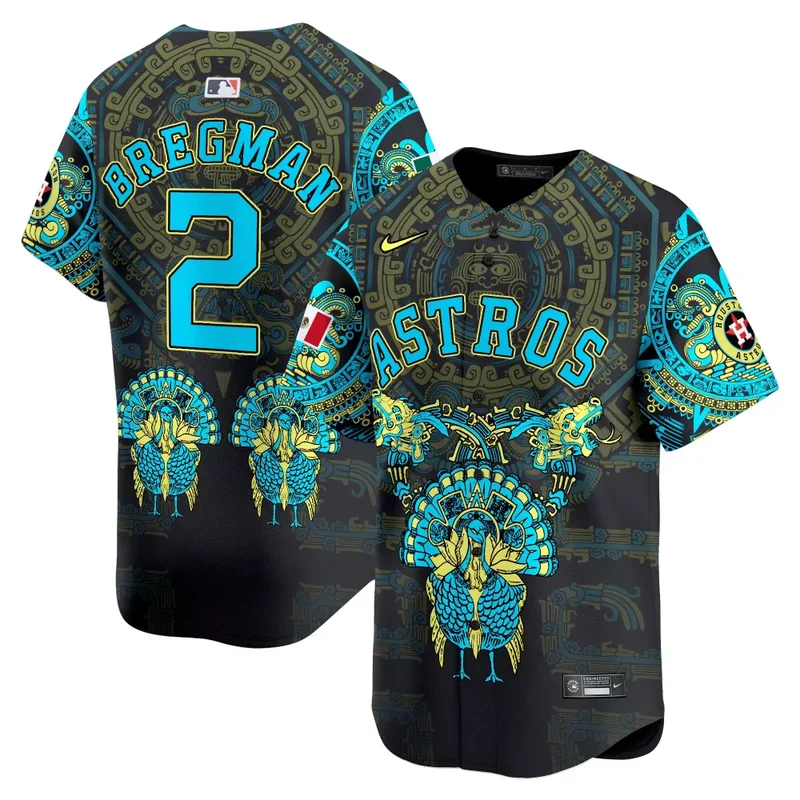 Alex Bregman Astros Mexico Aztec Vapor Premier Jersey Printed