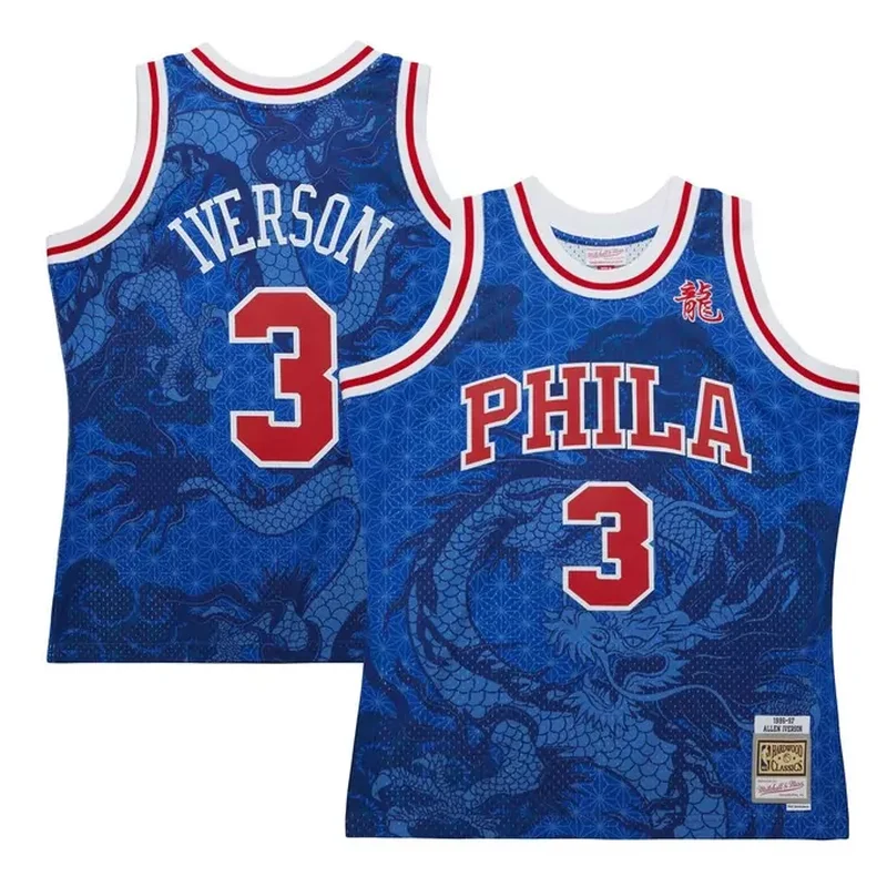 Allen Iverson Philadelphia 76ers 1996/97 Classics Asian Heritage 60 Throwback Player Jersey Royal