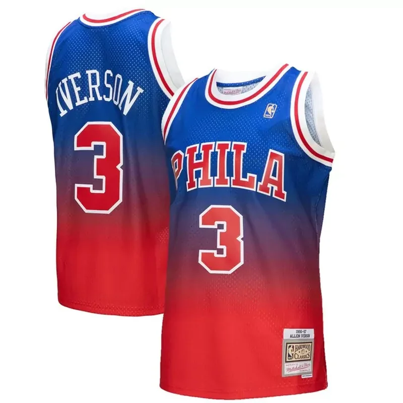 Allen Iverson Philadelphia 76ers 1996/97 Classics Fadeaway Player Jersey Red/Royal