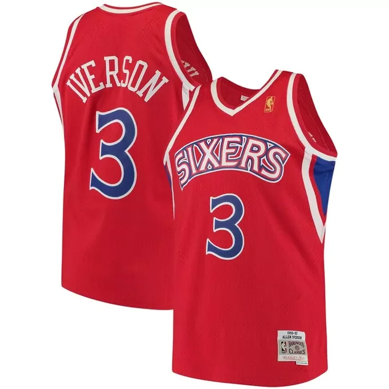 Allen Iverson Philadelphia 76ers 1996/97 Classics Lunar New Year Jersey Red - Image 4
