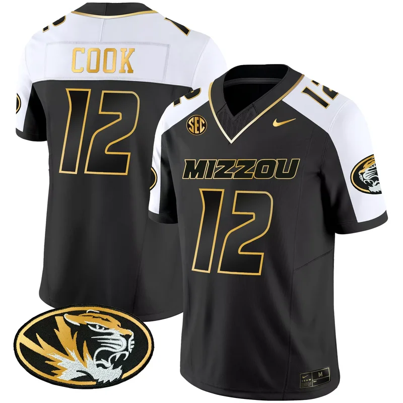 Alternate Brady Cook missouri tigers Gold jersey all stitched