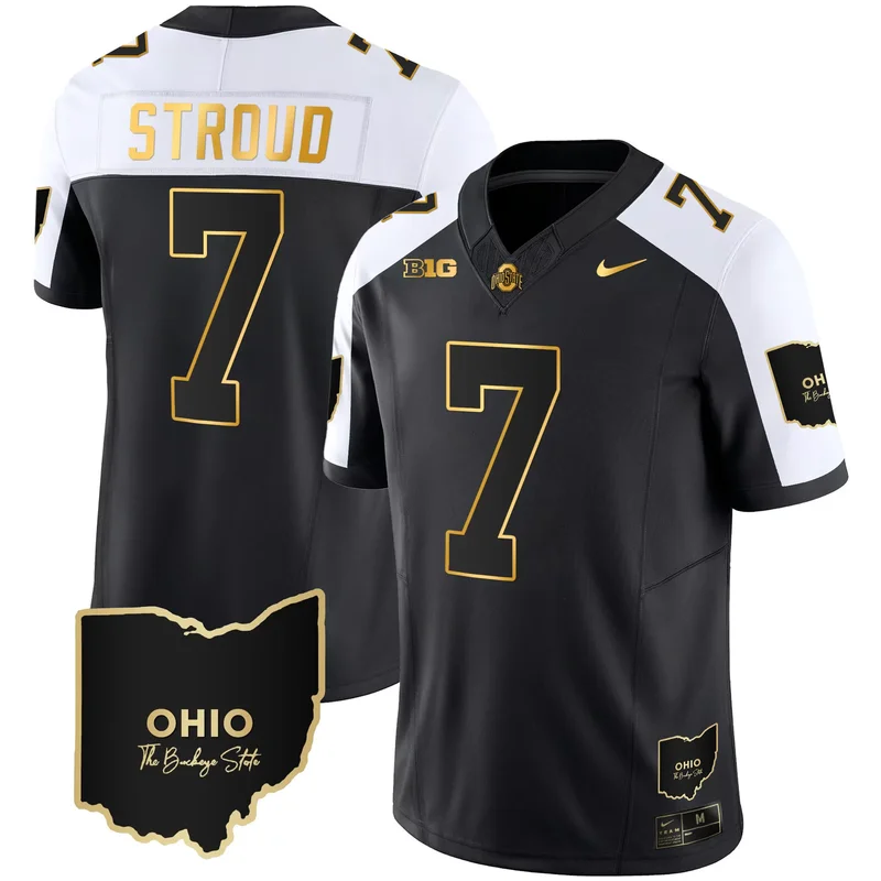 Alternate C.J.Stroud ohio state buckeyes 2023 vapor Gold jersey ohio patch all stitched