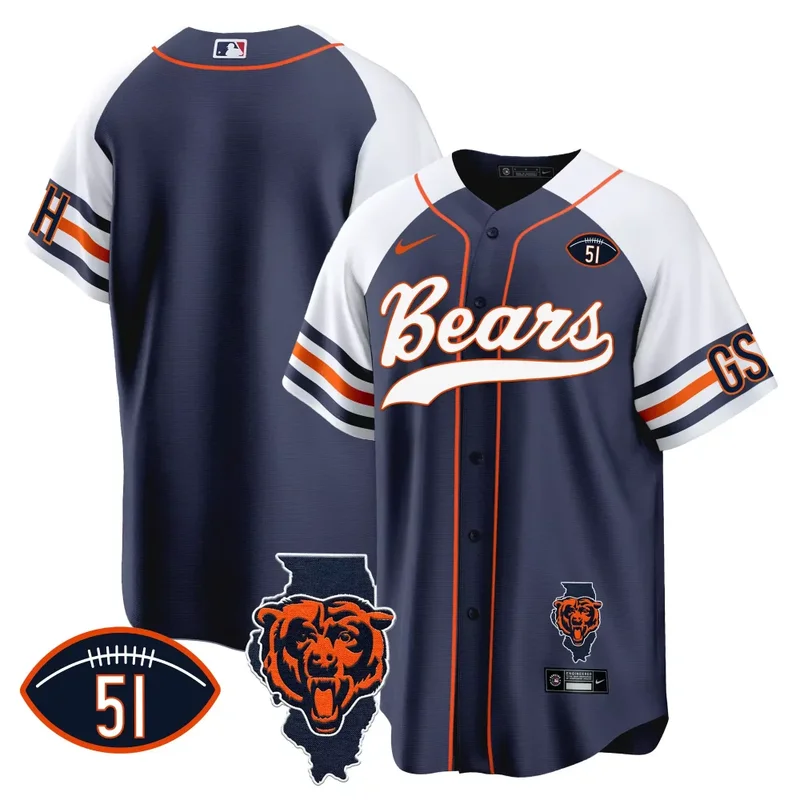 Alternate Cole Kmet Bears Illinois Patch Baseball Jersey All Stitched - Image 2