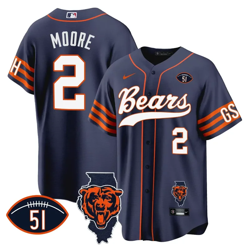 Alternate Cole Kmet Bears Illinois Patch Baseball Jersey All Stitched - Image 5