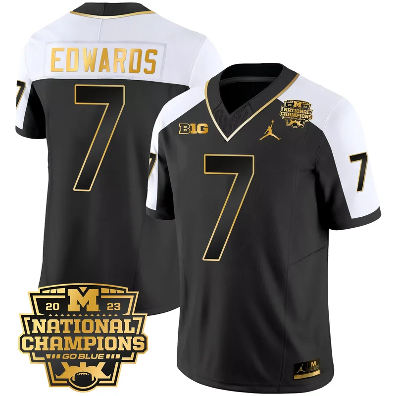 Navy Alternate Mike Sainristil michigan wolverines 2023 national champions patch jersey v4 all stitched - Image 2