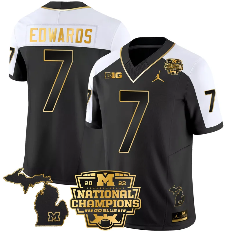 Navy Alternate Mike Sainristil michigan wolverines 2023 national champions patch jersey v4 all stitched - Image 4