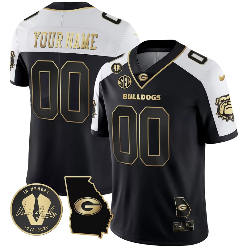 Black Red georgia bulldogs 2023 vapor custom jersey georgia map all stitched - Image 2