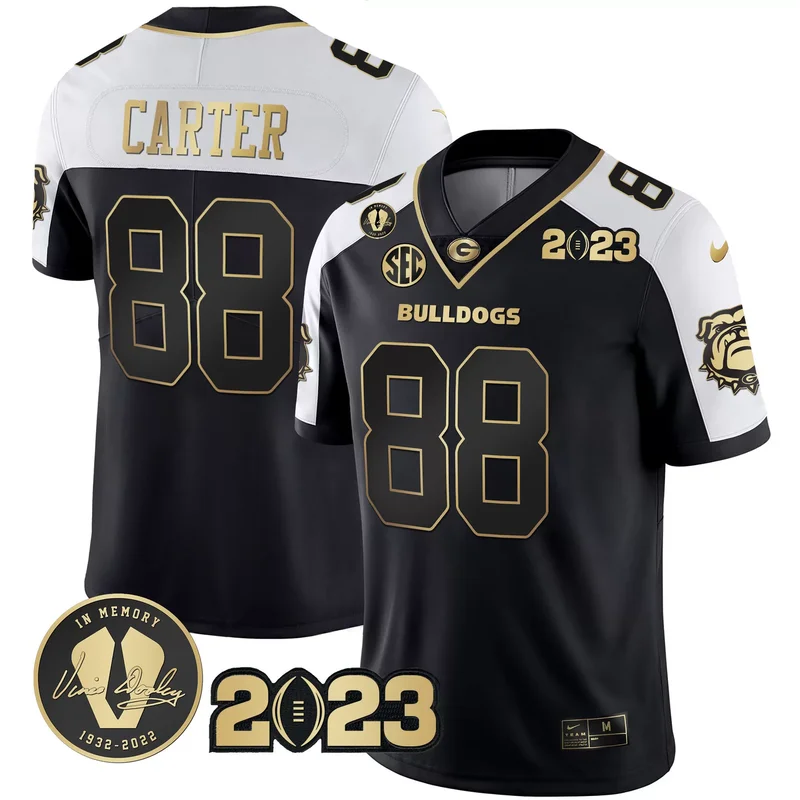 Black Red Jalen Carter georgia bulldogs 2023 champions jersey all stitched - Image 3