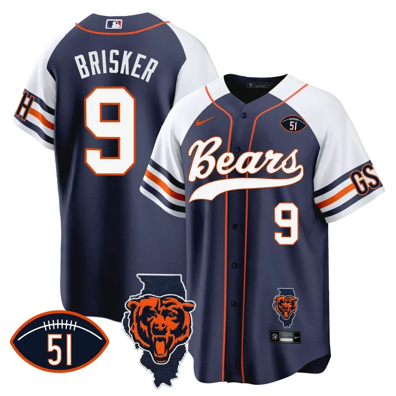 Alternate Justin Fields Bears Illinois Patch Baseball Jersey All Stitched - Image 4