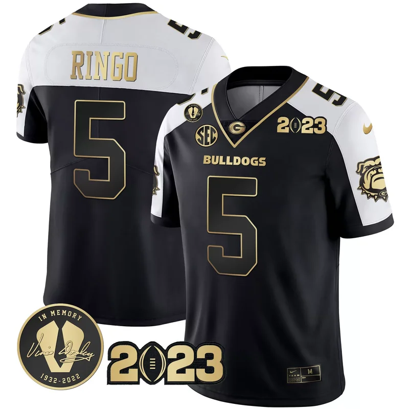 Gold Trim Kelee Ringo georgia bulldogs 2023 champions jersey all stitched - Image 5
