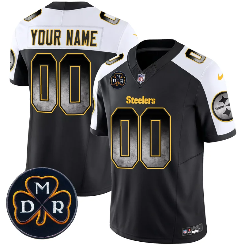 Alternate pittsburgh steelers dmr patch arch smoke vapor custom jersey all stitched