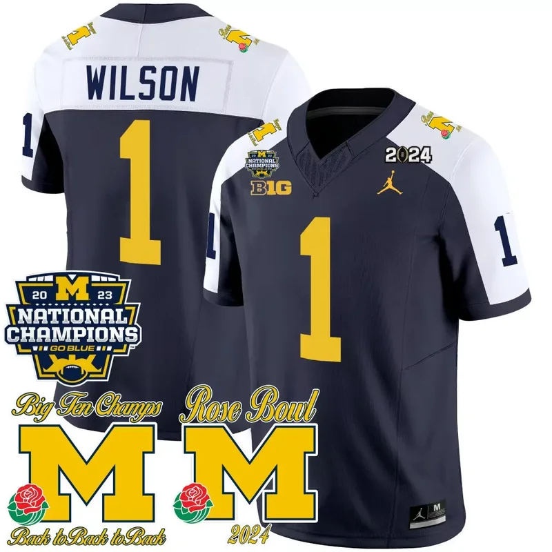 Black Gold J.J. McCarthy michigan wolverines 2023 national champions patch Gold jersey v2 all stitched - Image 4