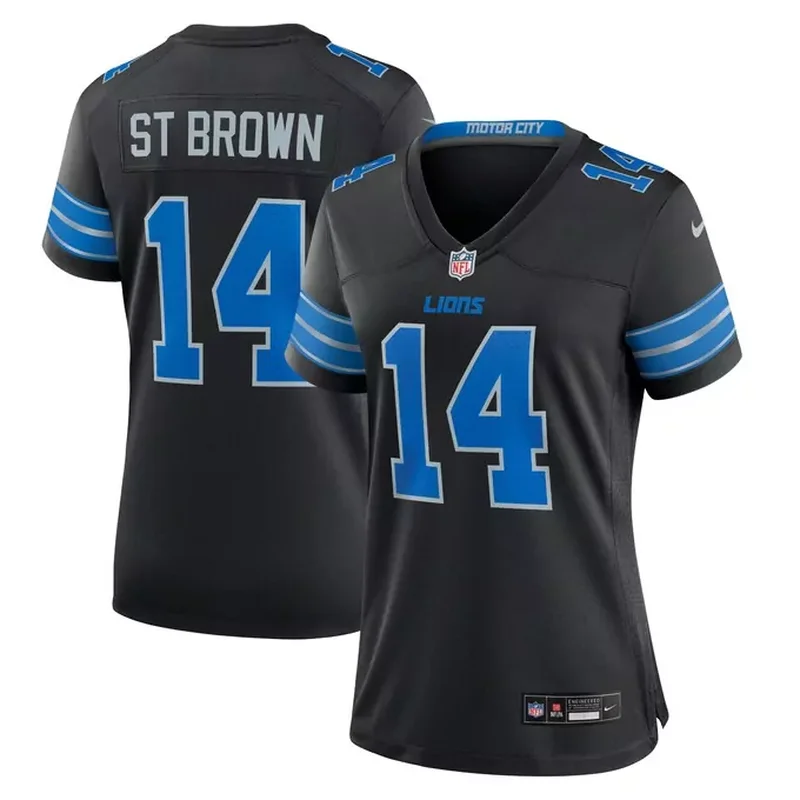 Amon-Ra St Brown Detroit Lions Womens 2nd Alternate Game Jersey Black