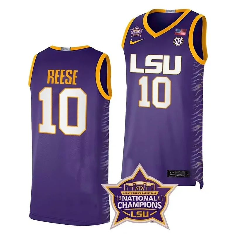 Angel Reese lsu tigers college champions purple 2023 jersey all stitched