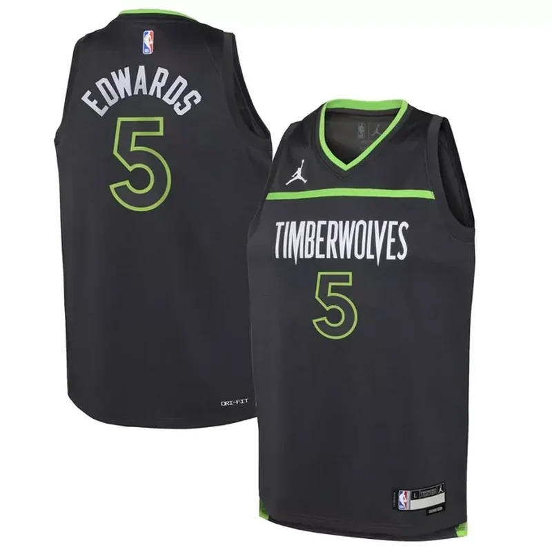 Minnesota Timberwolves Custom Fast Break Jersey Statement Edition Black - Image 4
