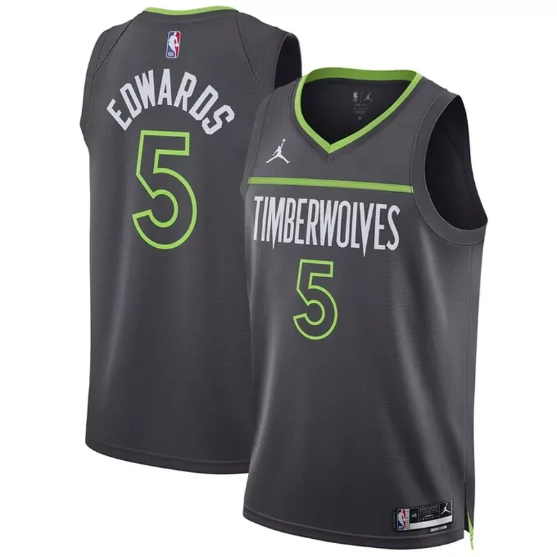 Minnesota Timberwolves Custom Fast Break Jersey Statement Edition Black - Image 2