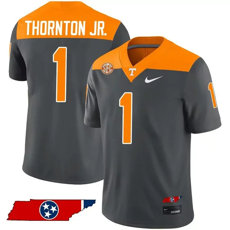 Jabari Small Smoke Gray tennessee volunteers 2023 Alternate jersey v4 all stitched - Image 4