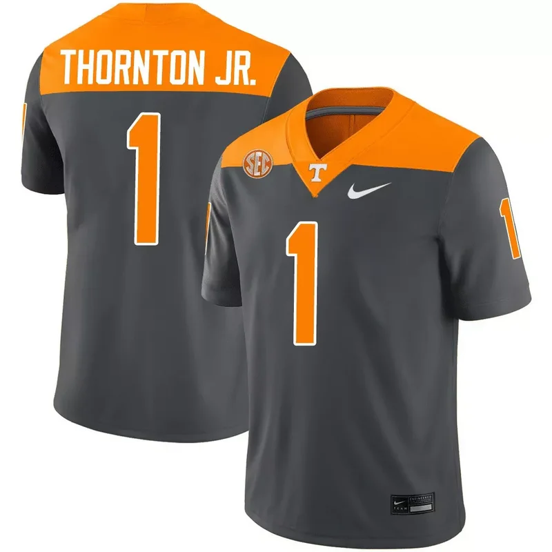 Anthracite Dont'e Thornton tennessee volunteers 2023 jersey all stitched