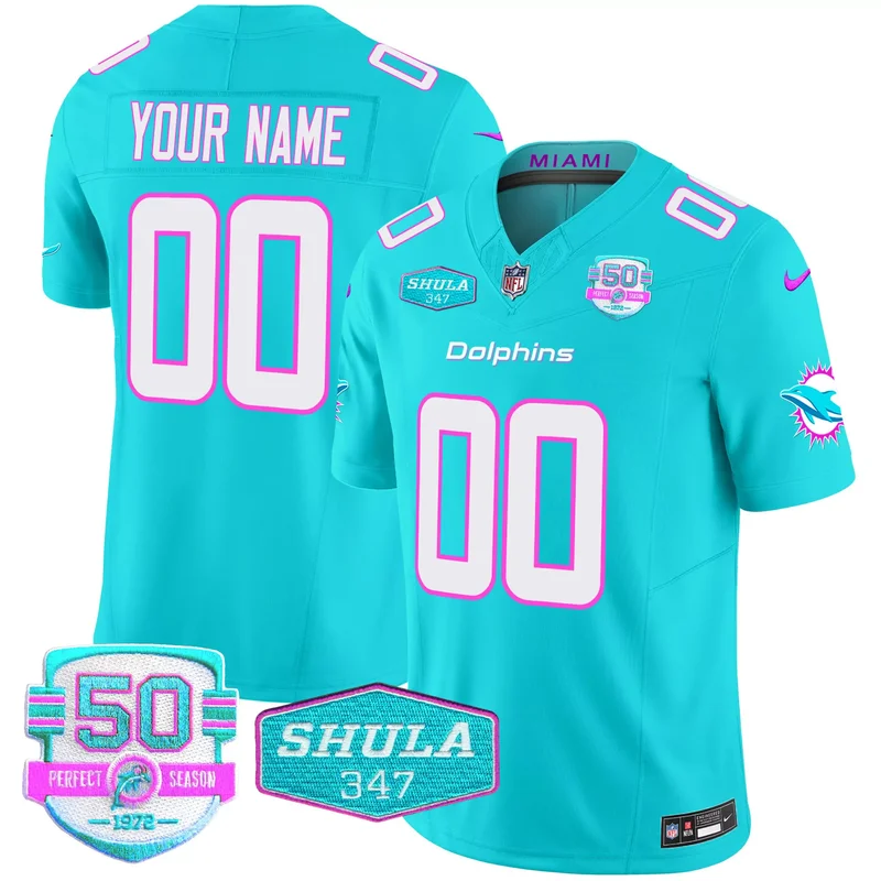 Aqua miami dolphins miami vice vapor custom jersey v3 all stitched - Image 3
