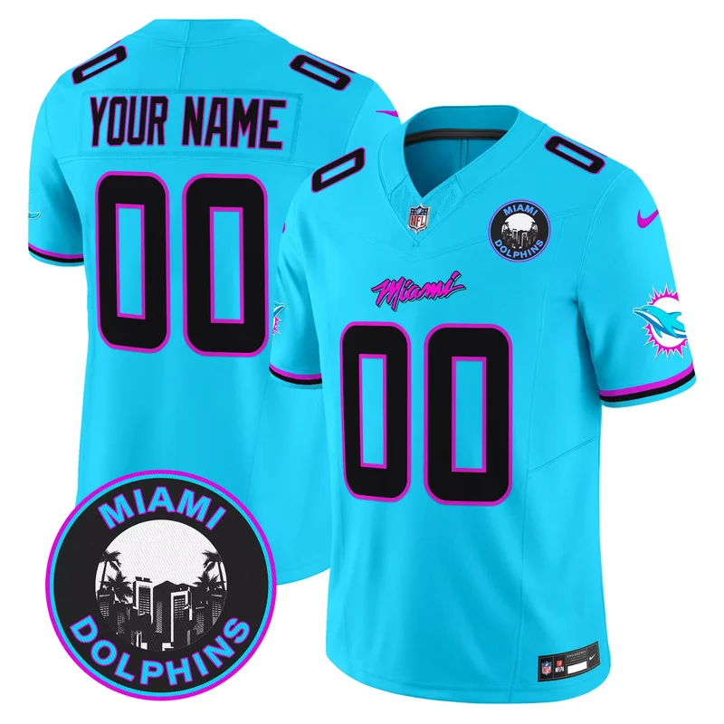 Aqua miami dolphins miami vice vapor custom jersey v3 all stitched