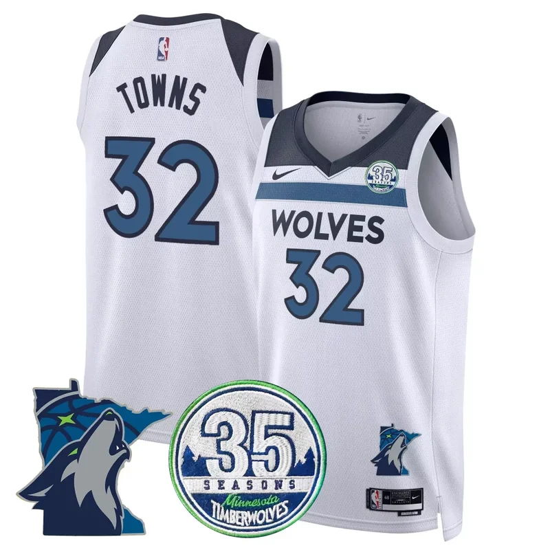Association Anthony Edwards Timberwolves 35th Season Minnesota Patch Swingman Jersey All Stitched - Image 4