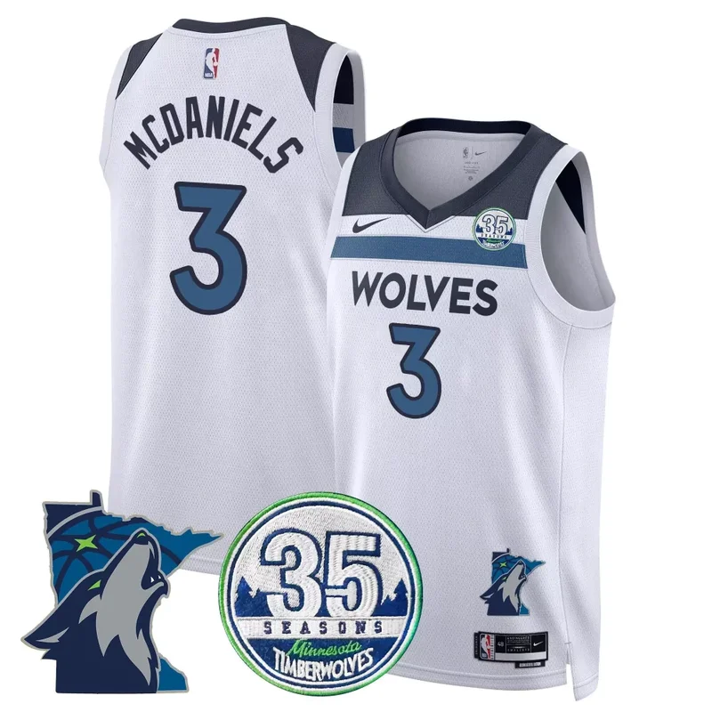 Association Anthony Edwards Timberwolves 35th Season Minnesota Patch Swingman Jersey All Stitched - Image 5