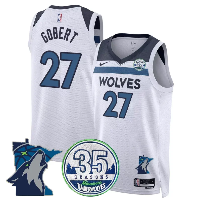 Association Anthony Edwards Timberwolves 35th Season Minnesota Patch Swingman Jersey All Stitched - Image 2