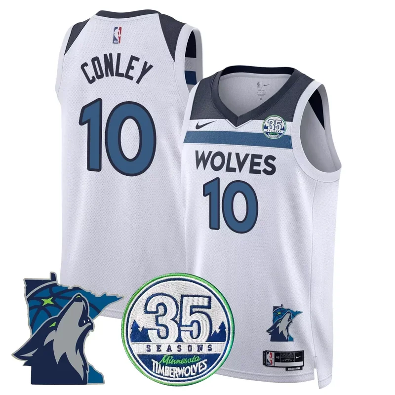 Association Anthony Edwards Timberwolves 35th Season Minnesota Patch Swingman Jersey All Stitched - Image 3