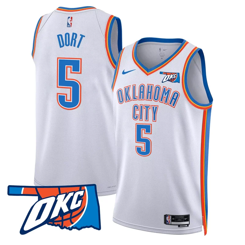 Association Luguentz Dort oklahoma City thunder swingman jersey oklahoma patch all stitched