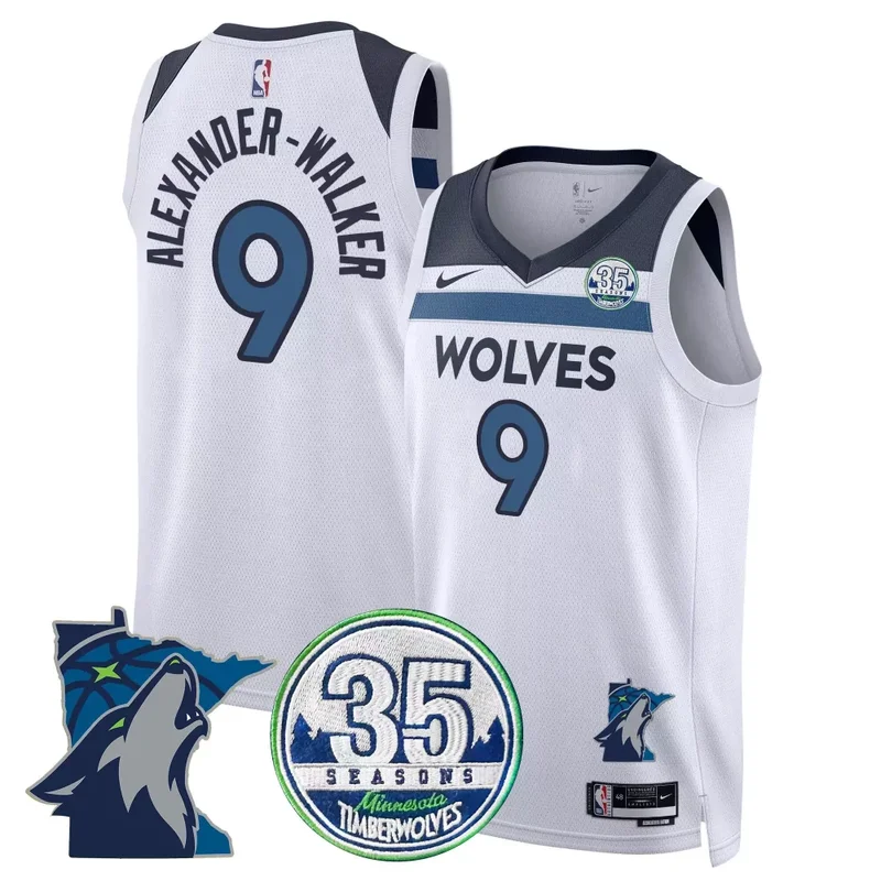 Association Nickeil Alexander Walker Timberwolves 35th Season Minnesota Patch Swingman Jersey All Stitched