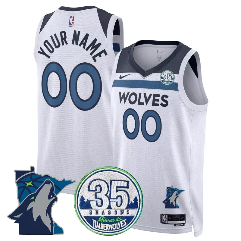 Association Timberwolves 35th Season Minnesota Patch Swingman Custom Jersey All Stitched