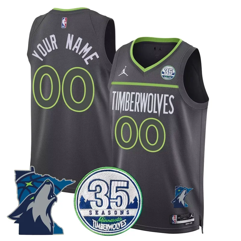 Association Timberwolves 35th Season Minnesota Patch Swingman Custom Jersey All Stitched - Image 2