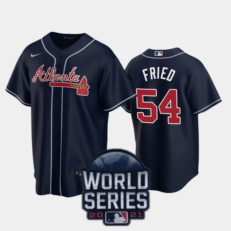 atlanta braves #54 max fried navy alternate Baseball jersey