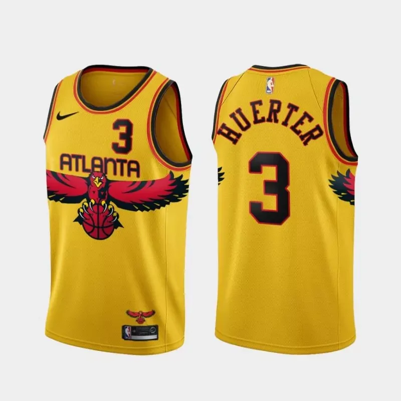 Atlanta Hawks Kevin Huerter 3 NBA 2021-22 City Gold Jersey Hawks Fans