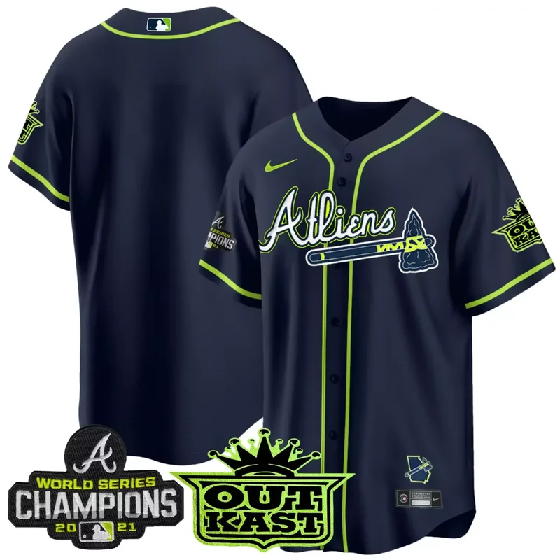 Atliens Team Atlanta Braves Atliens Champions Cool Base Jersey All Stitched