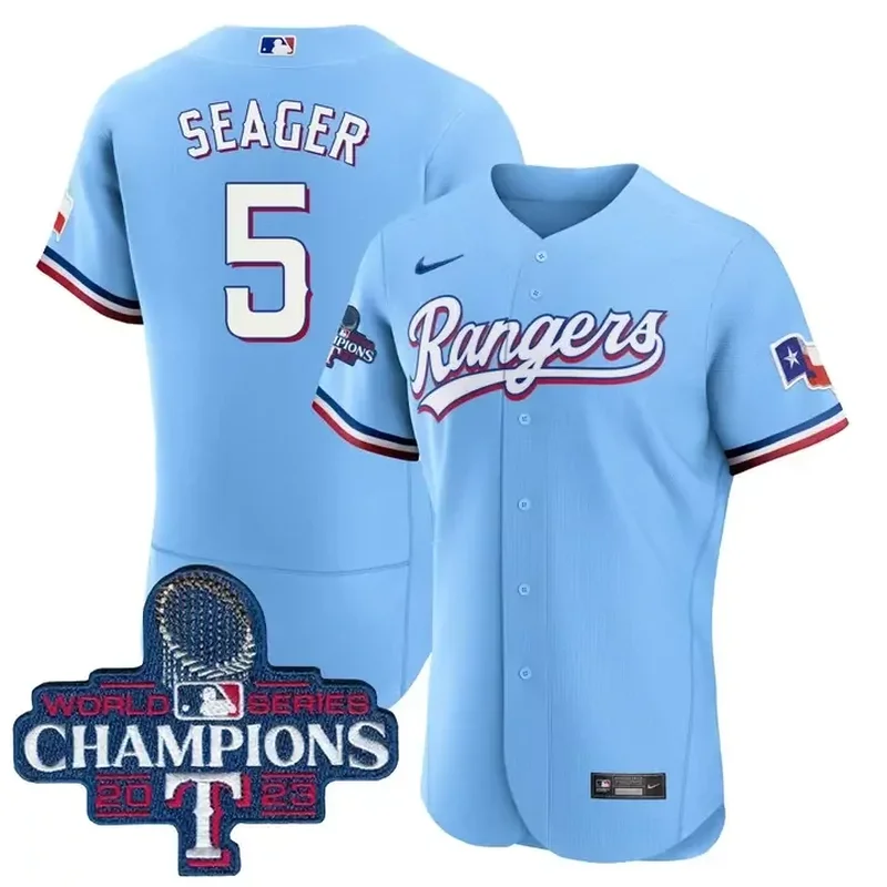Baby Blue Corey Seager Texas Rangers 2023 World Series Champions Baby Blue Jersey