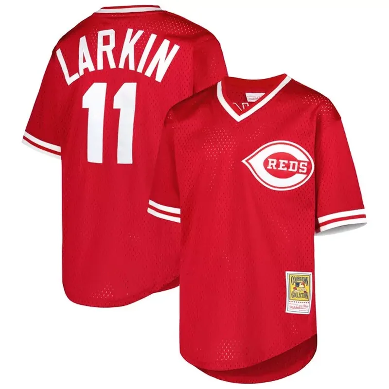 Barry Larkin Cincinnati Reds Cooperstown Collection Mesh Batting Practice Jersey Red