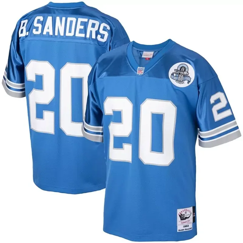 Barry Sanders Detroit Lions 1993 Throwback Retired Player Jersey Blue
