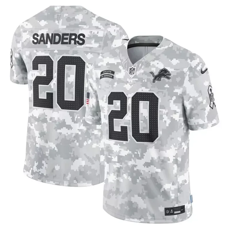 Barry Sanders Detroit Lions 2024 Salute to Service Retired Player Jersey Arctic Camo