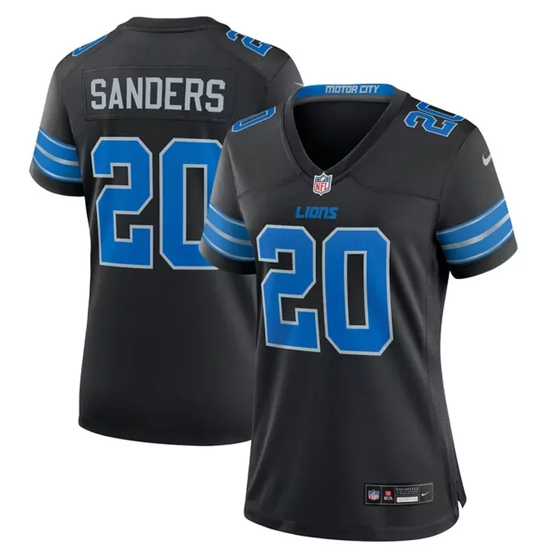 Detroit Lions Womens Alternate Custom Game Jersey Black - Image 2